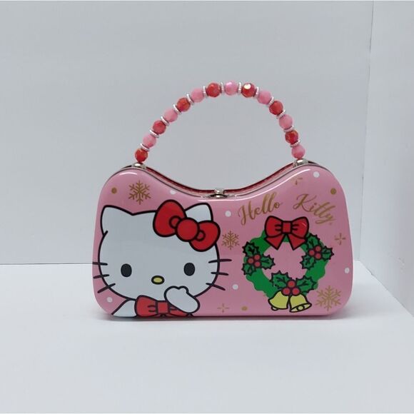 SANRIO Hello Kitty Christmas Purse Tin Carry Case Holiday Storage Box Anime - Picture 1 of 6